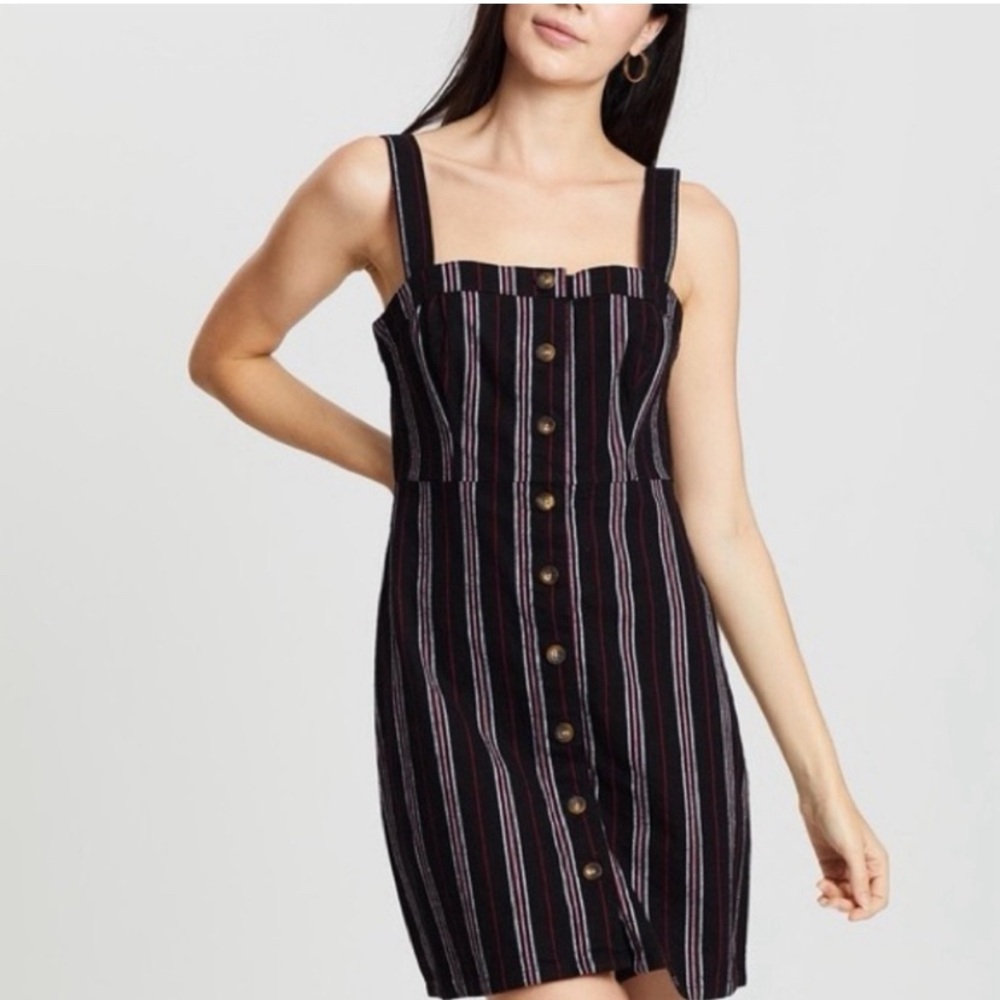Hollister Striped Button Front Mini Dress XS Y2K Square Neck